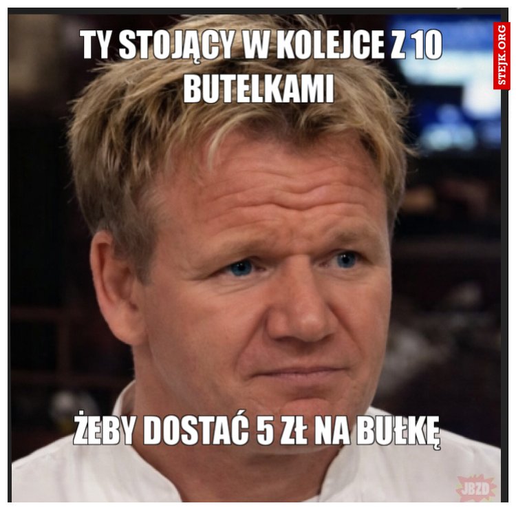 Ty stojący w kolejce z 10 butelkami 