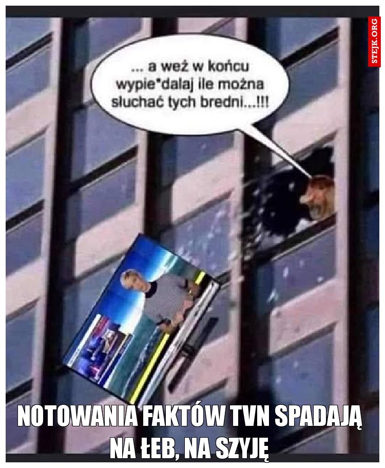 Notowania faktów TVN spadają na łeb, na szyję
