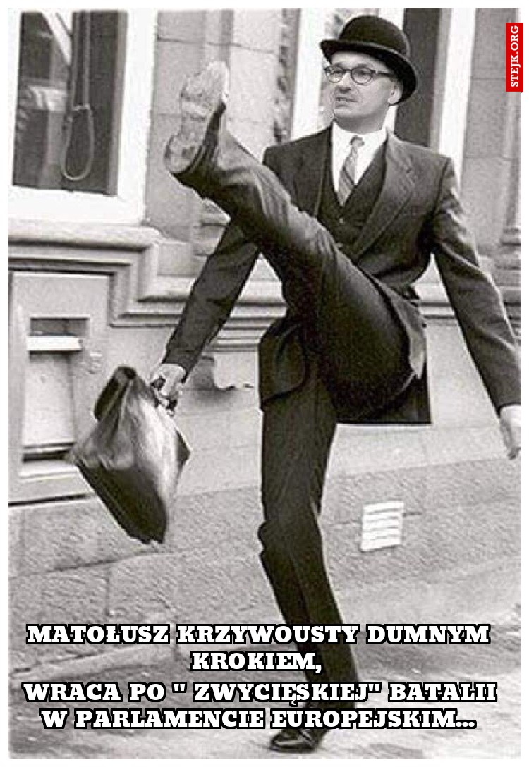 Matołusz krzywousty dumnym krokiem, 