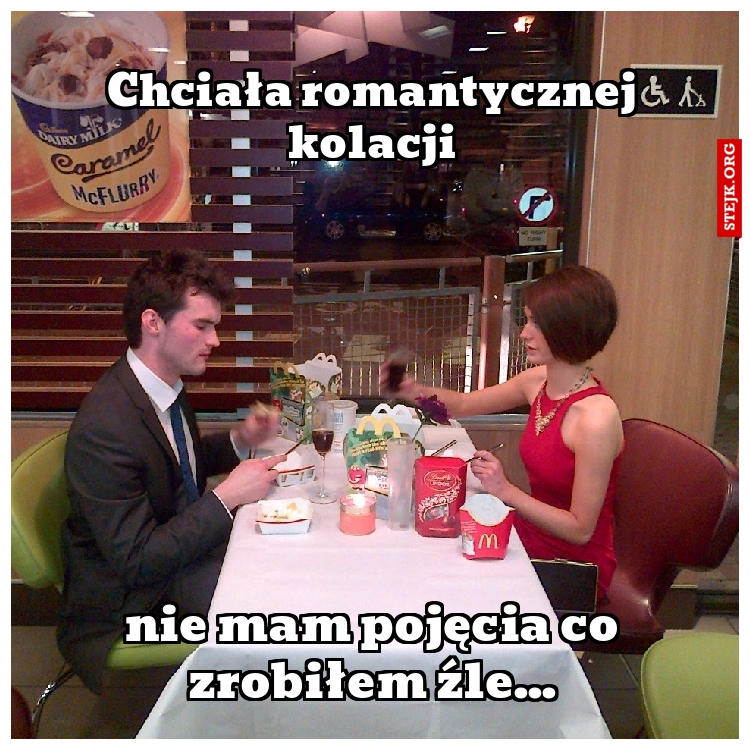 Chciała romantycznej kolacji