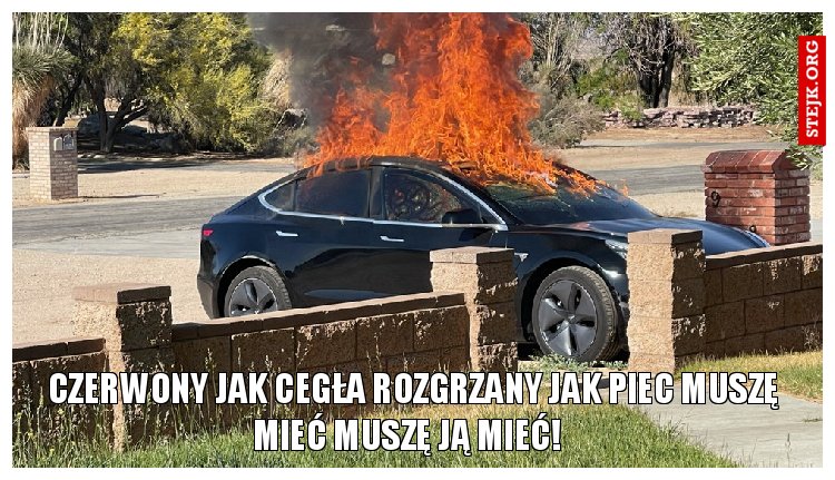 Czerwony jak cegła Rozgrzany jak piec Muszę mieć Muszę ją mieć!  