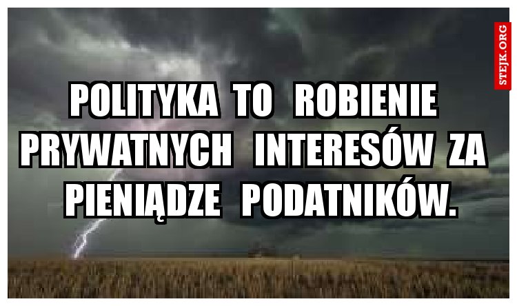 Polityka  to   robienie   prywatnych   interesów  za   pieniądze   podatników.